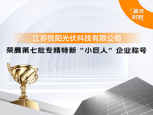 高光時刻 | 陽光能源悅陽基地榮獲國家級榮譽 專精特新“小巨人”企業(yè)稱號